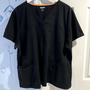 ScrubStar V-Neck Purple Scrub Short Sleeves Top Pockets Women's Size Large !!